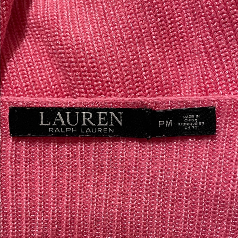 Lauren Ralph Lauren Boatneck Vibrant Pink Knit Sweater Women Size PM Preppy Cozy - Picture 7 of 8